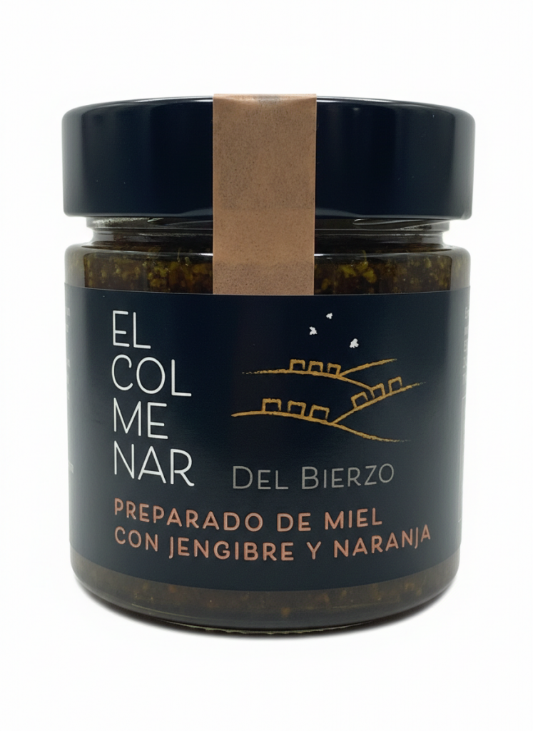 tarro de miel con naranja y jengibre