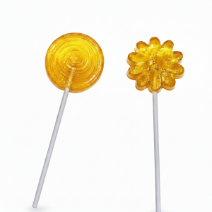 piruleta de miel y limón con forma de flor o de espiral