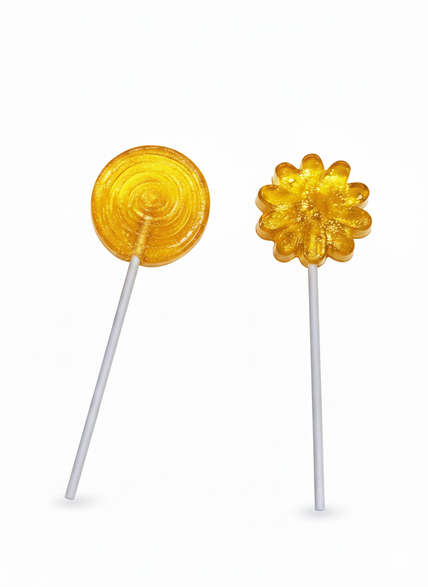 piruleta de miel y limón con forma de flor o de espiral